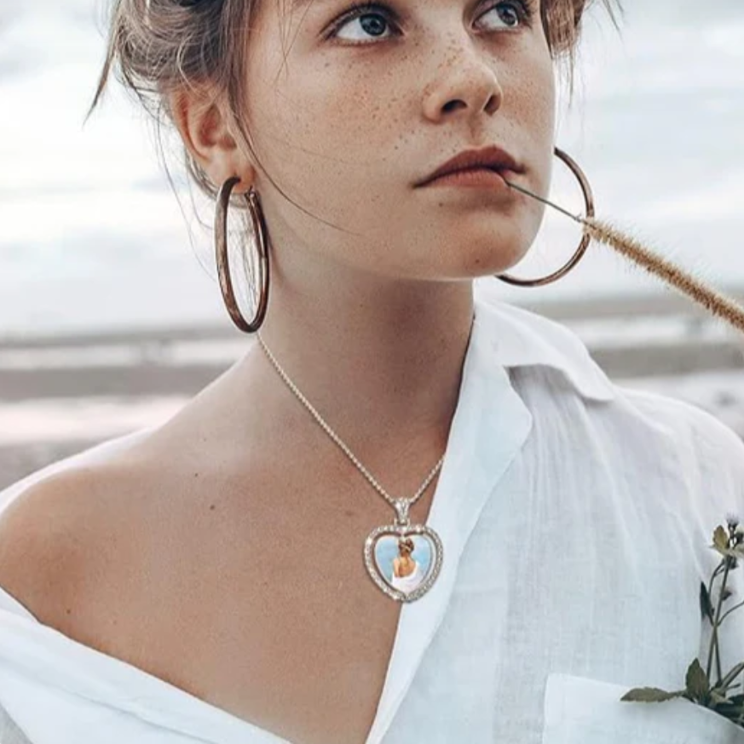 Custom Double-Sided Heart Gemstone Necklace