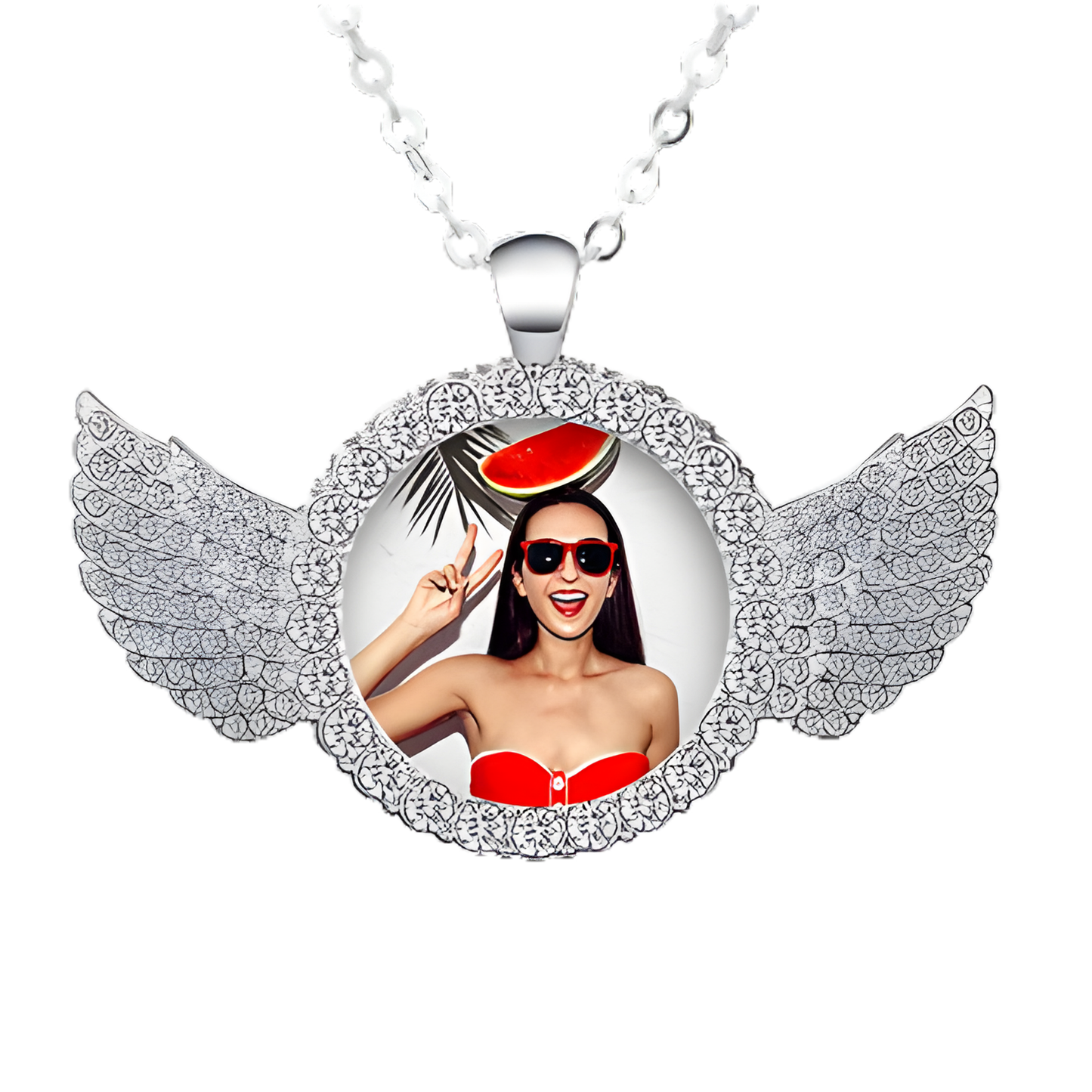 Custom Angel Wing Silver Necklace