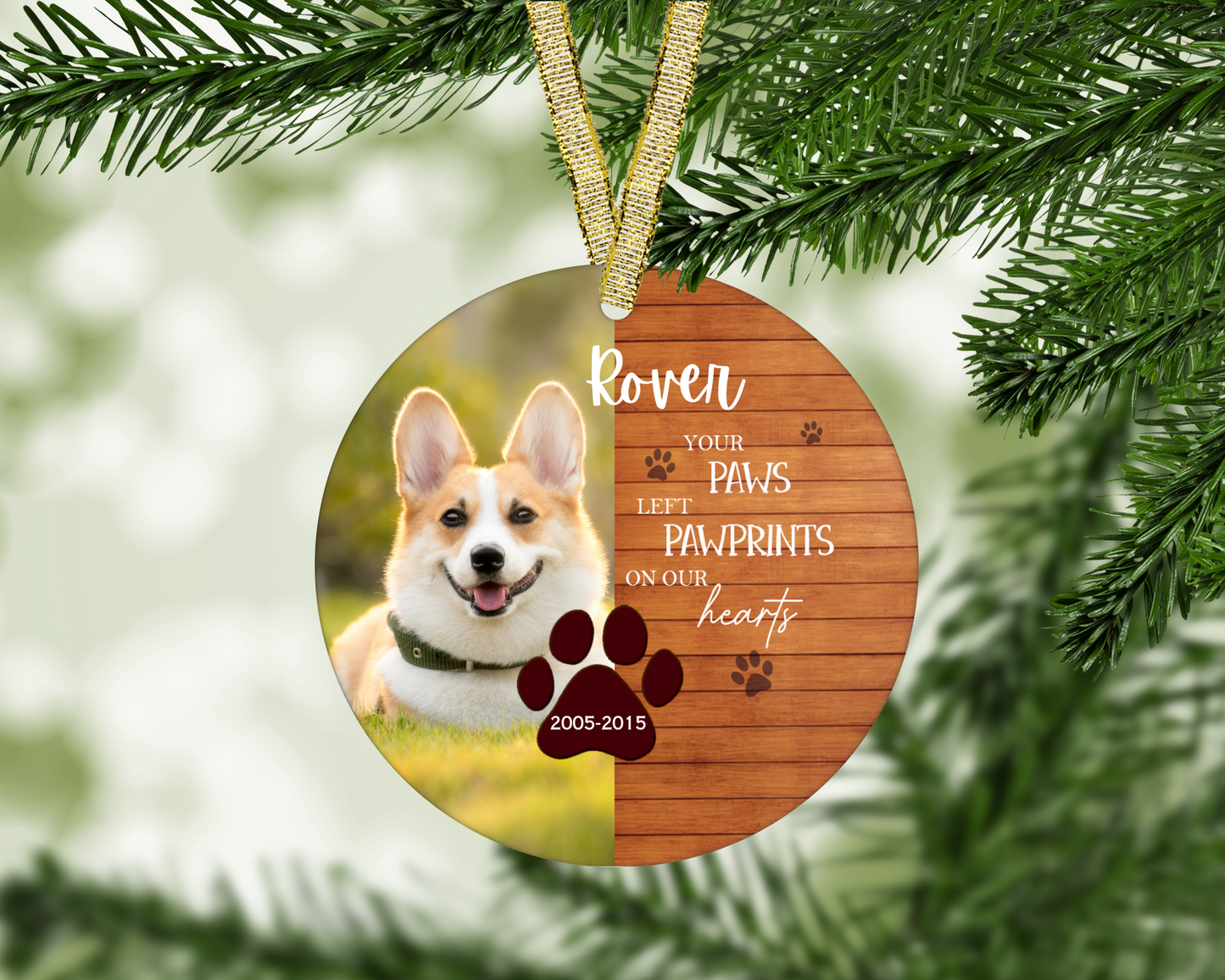 Your Paws Left Pawprints On Our Heart Pet Memorial Ornament
