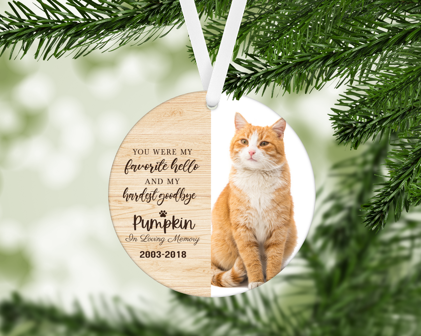 Favorite Hello, Hardest Goodbye Pet Memorial Ornament