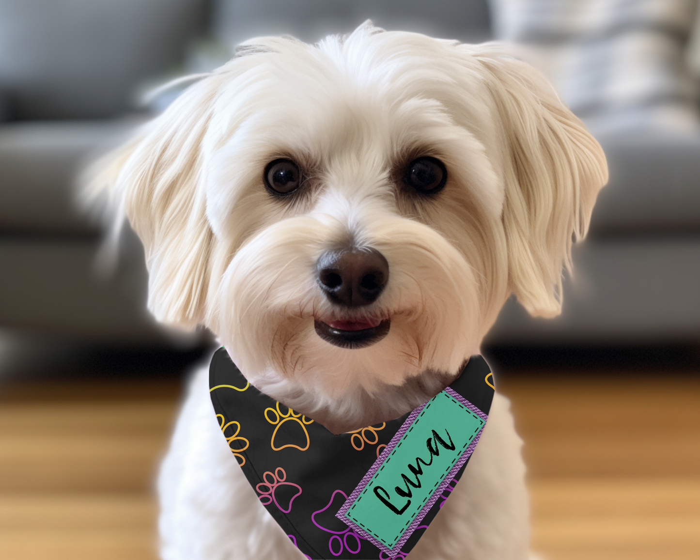 Handkrafted Paw Print Dog Bandanna