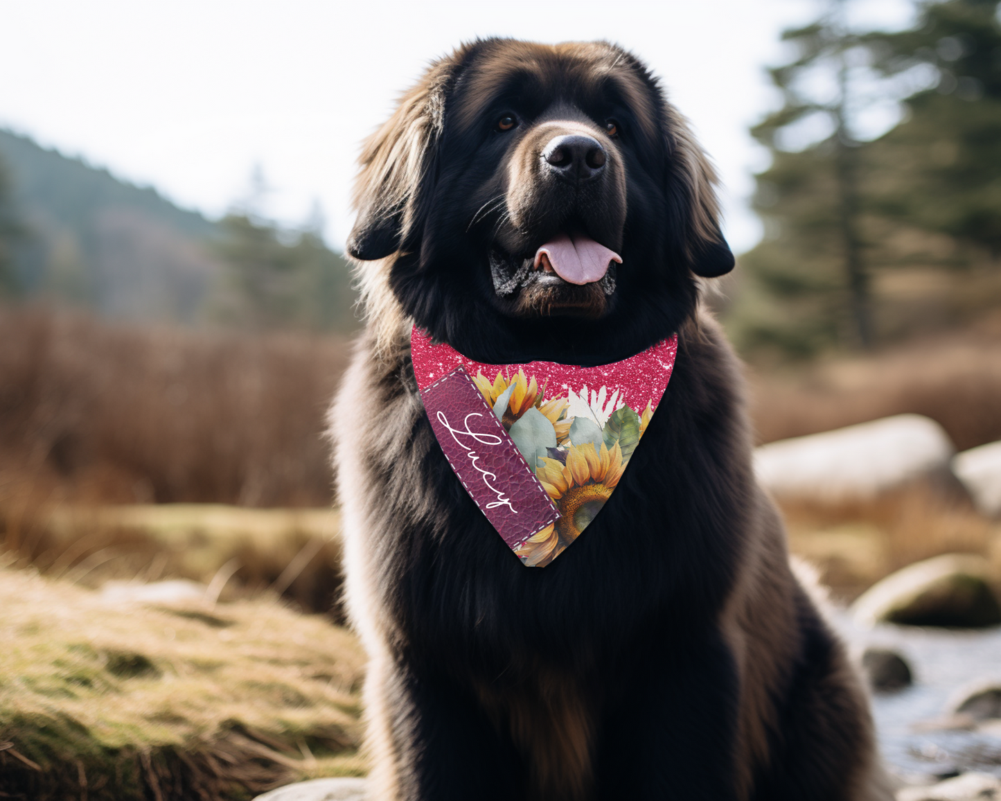Handkrafted Sparkly Sunflower Dog Bandanna