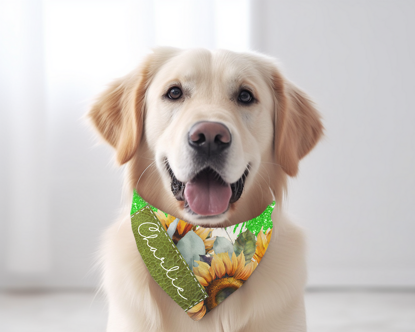 Handkrafted Sparkly Sunflower Dog Bandanna