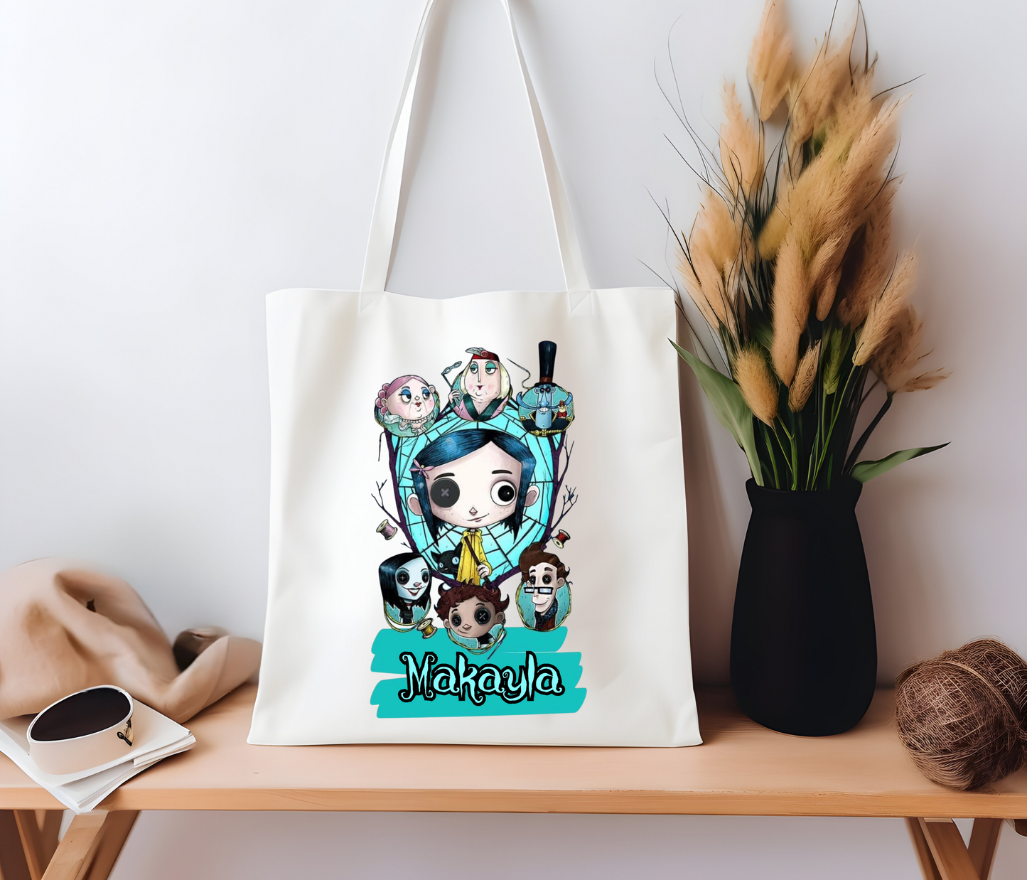 Custom Coraline Trick or Treat Tote