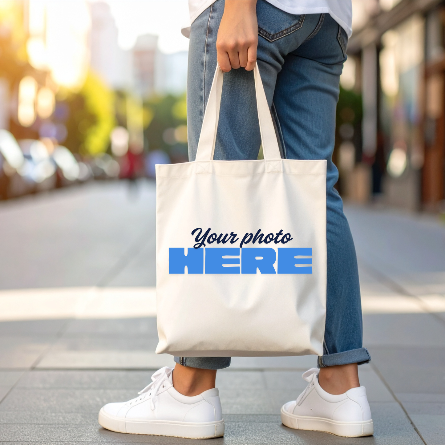 Custom White Polyester Tote Bag (14" x 16")