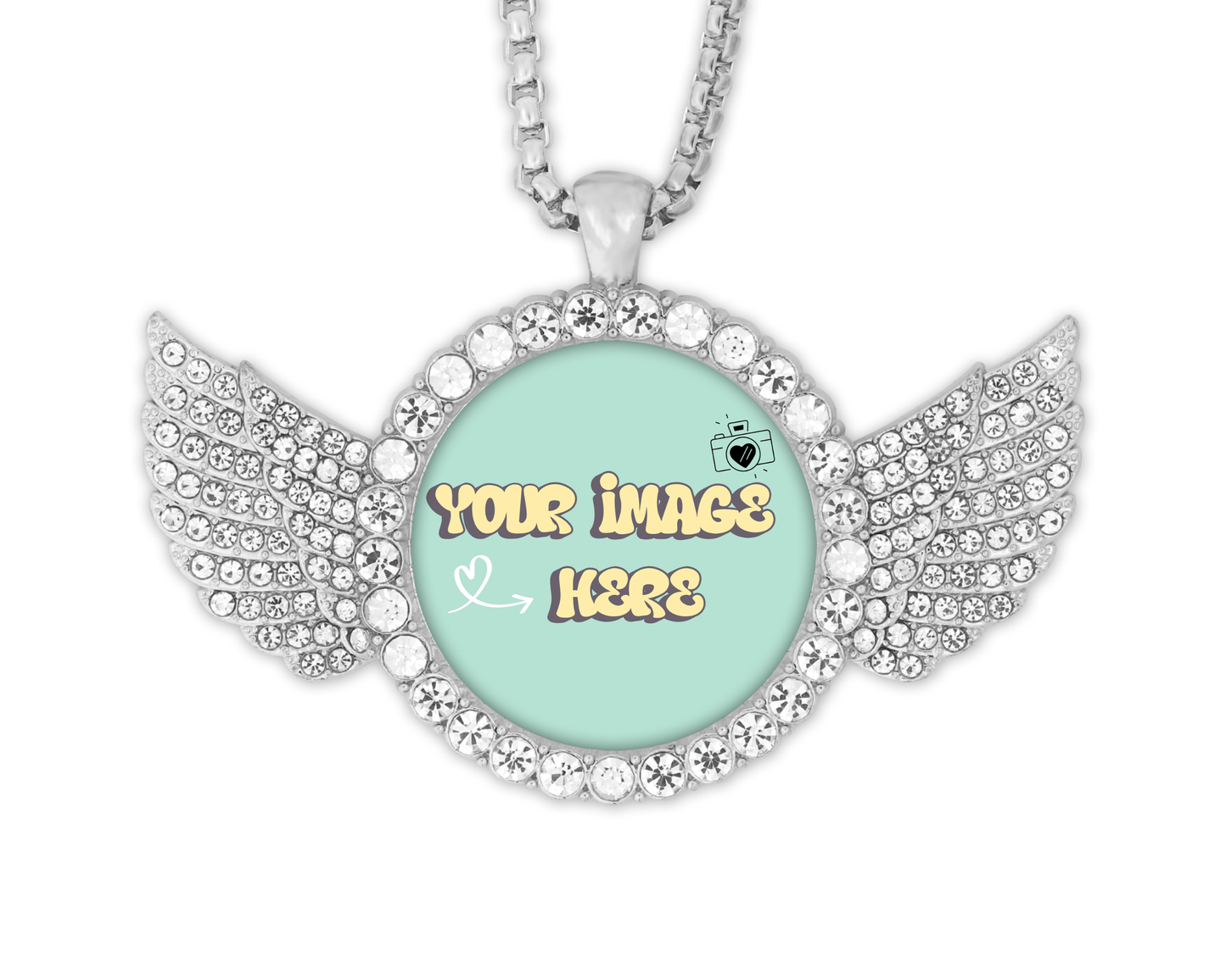 Custom Rhinestone Angel Wing Pendant Necklace