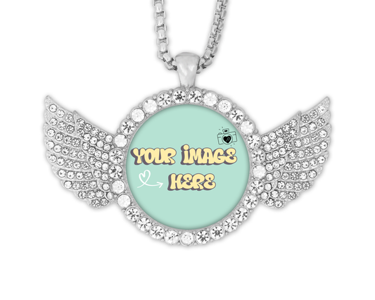 Custom Rhinestone Angel Wing Pendant Necklace