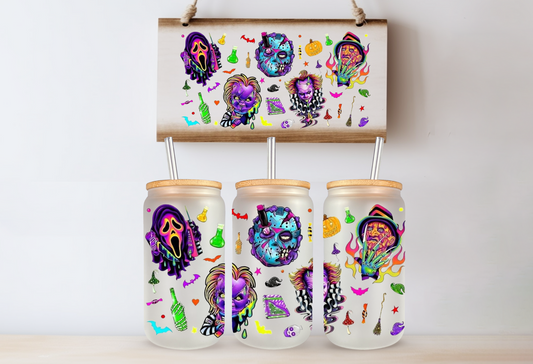 Colorful Slasher Villain Frosted Glass