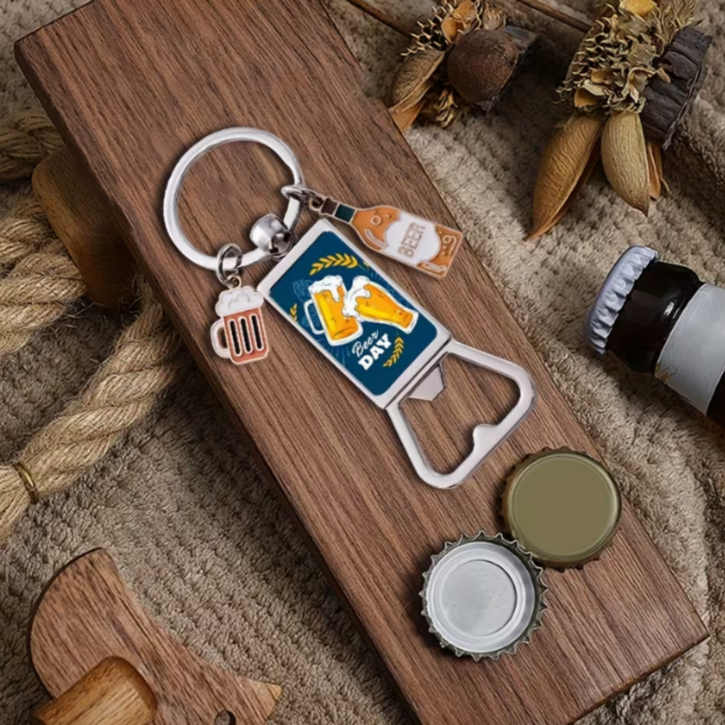 Custom Beer-Themed Bottle Opener Keychain