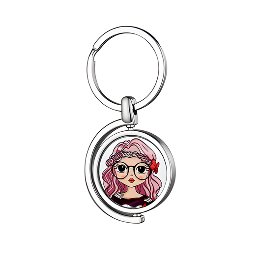 Custom Round Metal 360° Rotating Keychain
