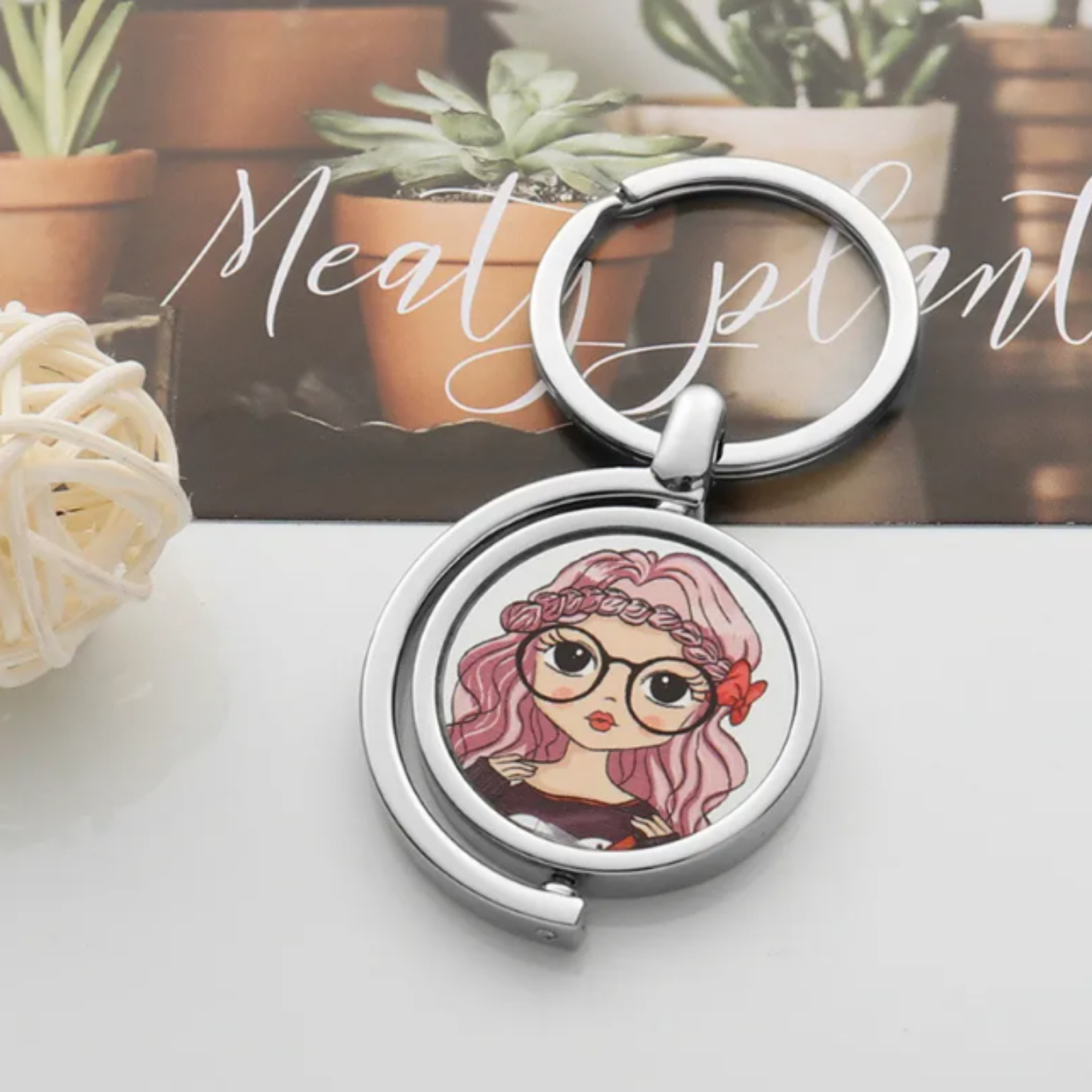 Custom Round Metal 360° Rotating Keychain