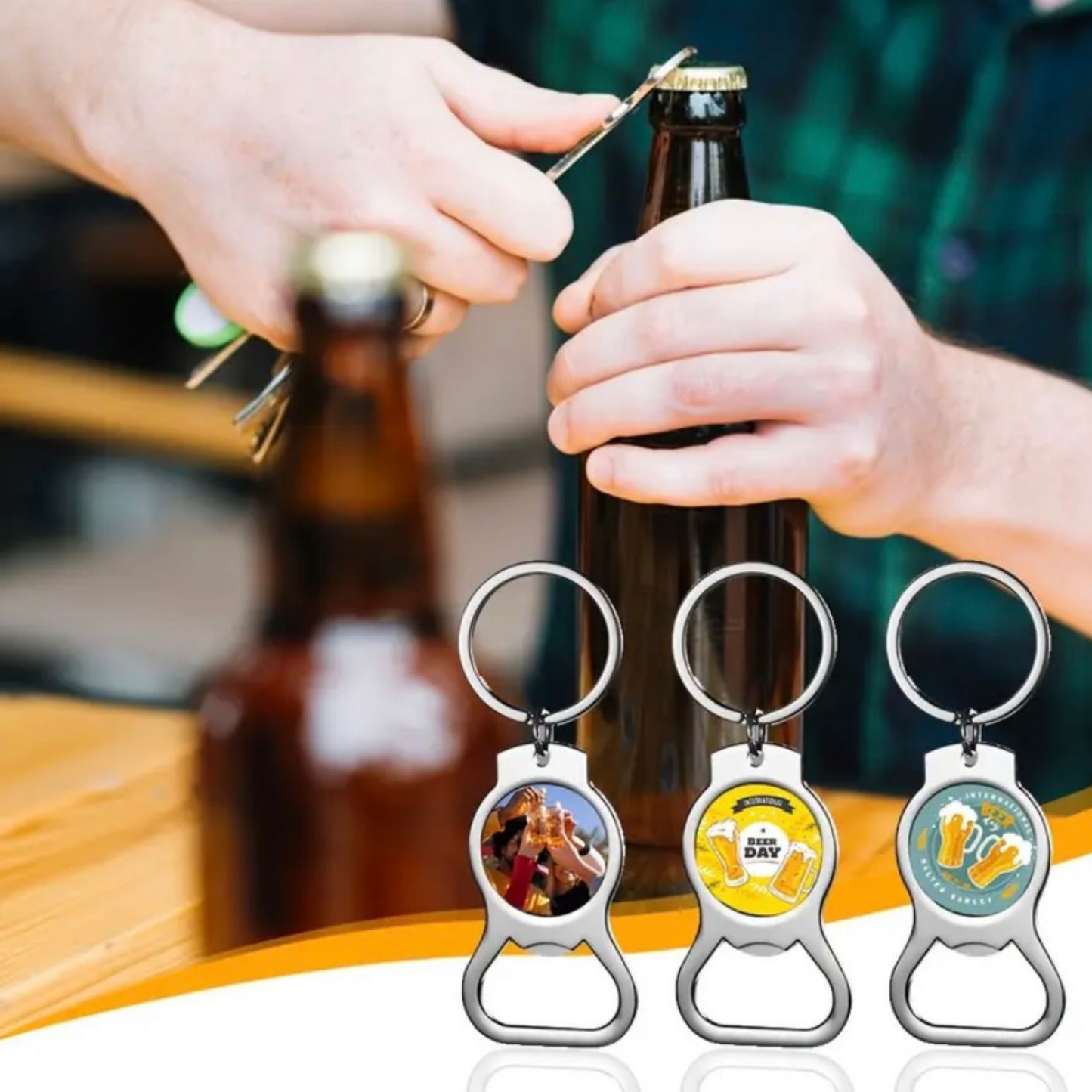 Custom Round Alloy Bottle Opener Keychain