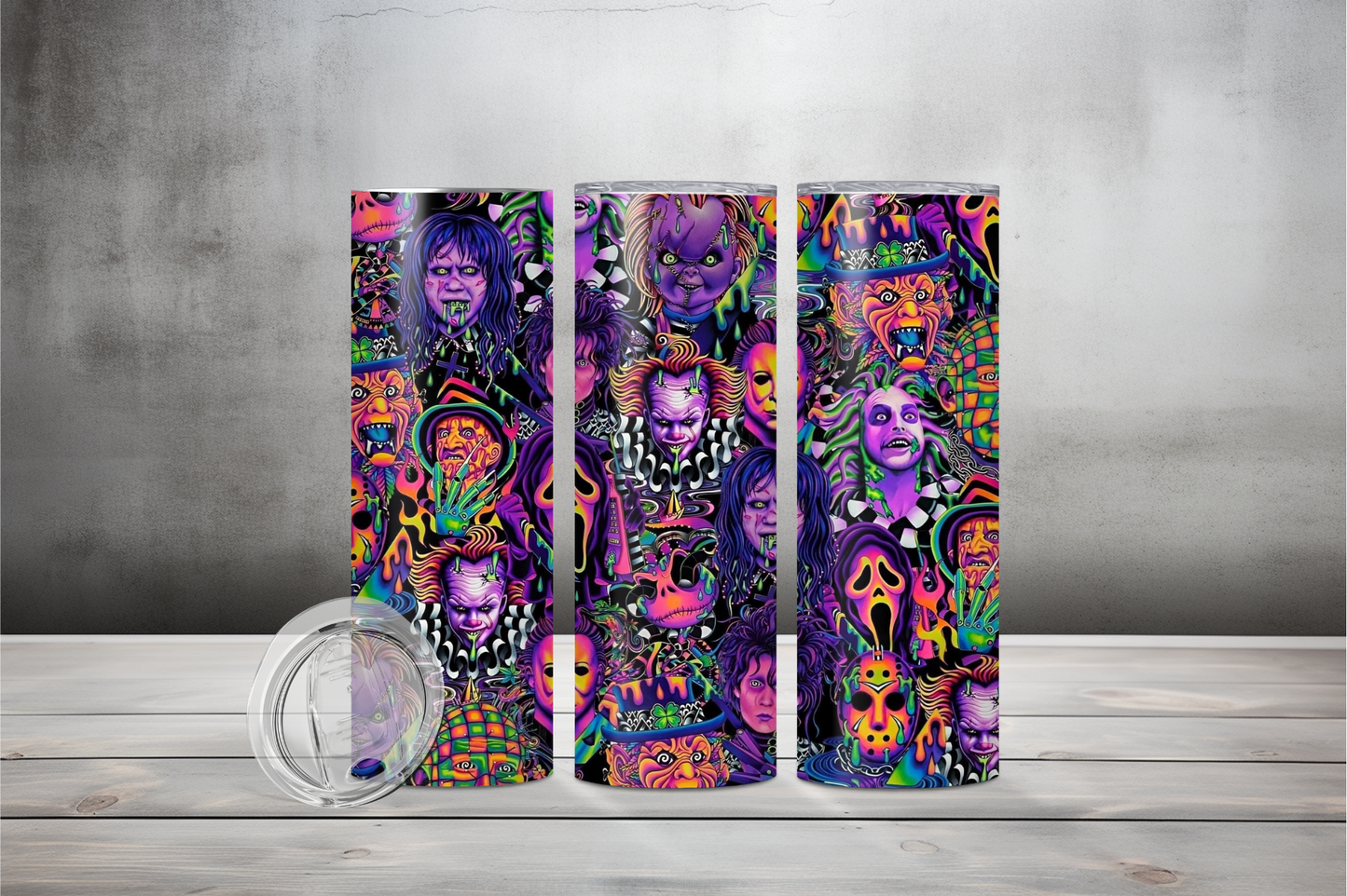 Multi Color Glow Horror Characters Tumbler