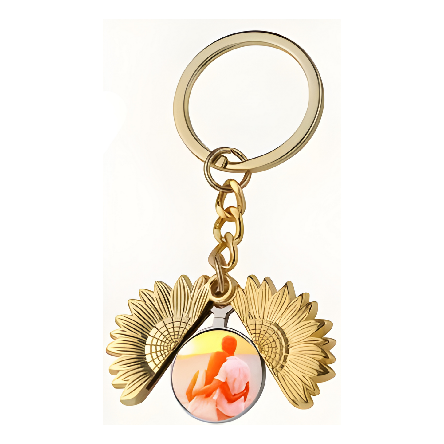 Customizable Sunflower Locket Keychain