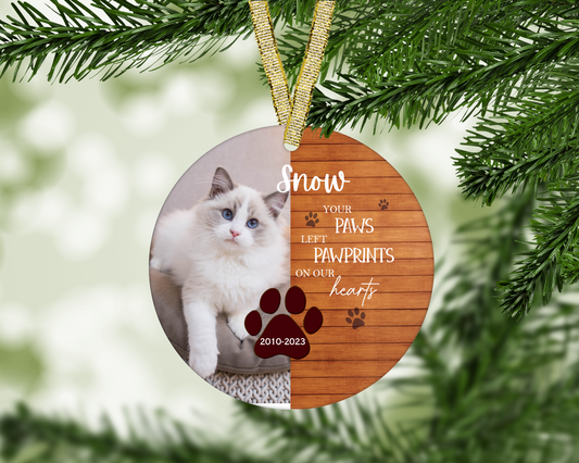 Your Paws Left Pawprints On Our Heart Pet Memorial Ornament