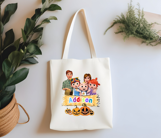 Custom Cocomelon Trick or Treat Tote