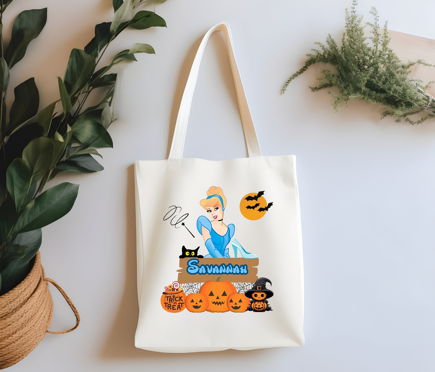 Custom Cinderella Trick or Treat Tote