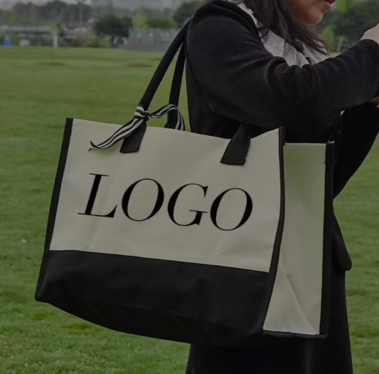 Custom Black-Handled Canvas Tote Bag