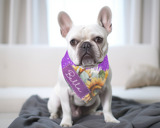 Handkrafted Sparkly Sunflower Dog Bandanna